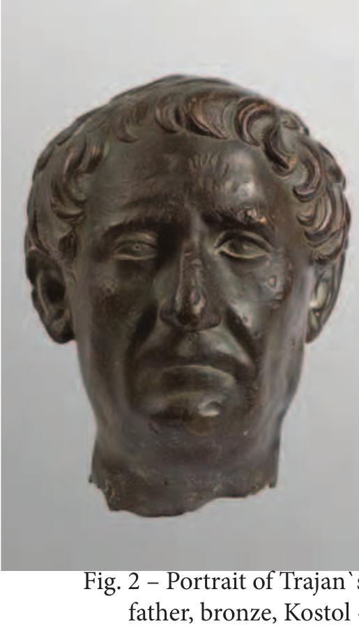 Portraits of Trajan, or his father, of Albinus, Macrinus and Carus, found in the centres situated in the Serbian part of the Danubian Limes, had been made in the traditional style of the contemporary Roman art. However, since the age of Diocletian and the establishment of the Tetrarchy (293 AD), imperial portraits experienced a radical change in style. Sculptures of emperors became frontal,  carved from a single block, with cubic heads without any individual features, but  with big, wide open eyes, bordered by heavy eyelids. The dominant eyes with the graphically modelled corneas and the drilled pupils suggest gazing far into the - distance, while the face lacks any expression. This form of imperial portrait in 