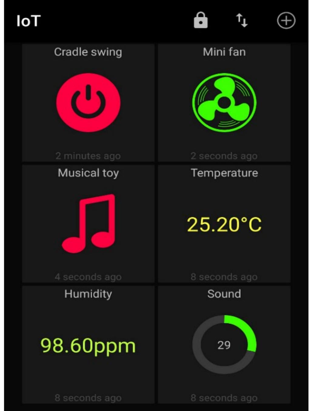 FIGURE 19. MQTT Dash mobile application interface. 