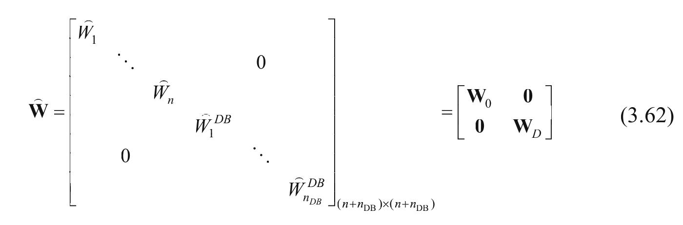 where W is the diagonal matrix constructed using a weight function, 1.e., 