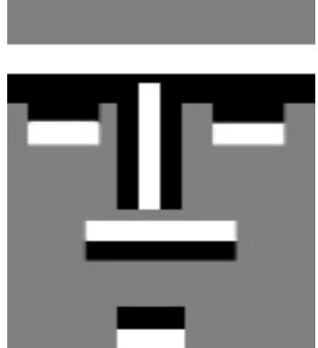 the features together we, indeed, receive something that resembles a face. 