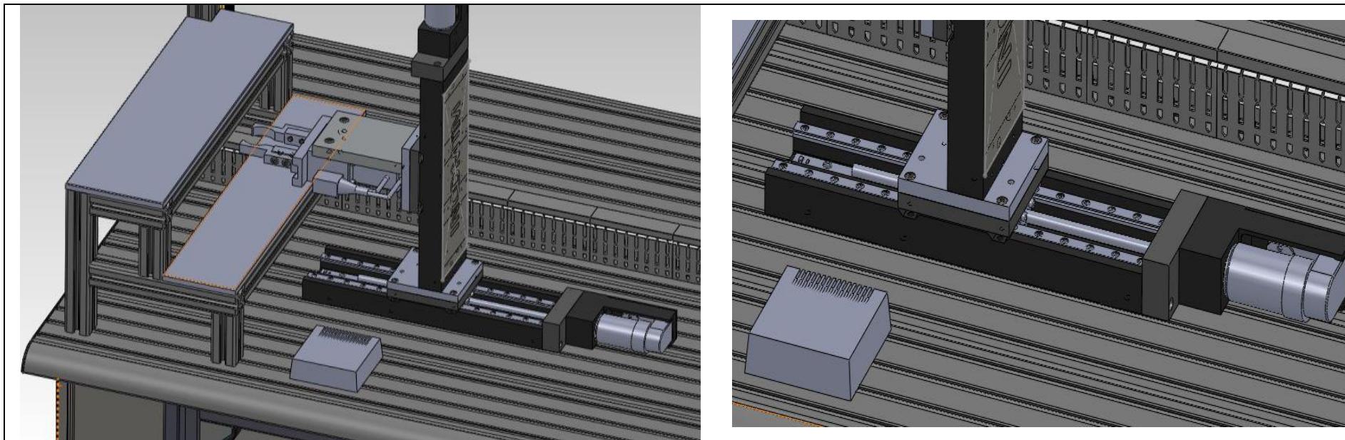 Fig. 11. Representation of linear axes x and z and of gripper   Fig. 9. Highlighting axes x and z and micro-gripper mounting location  