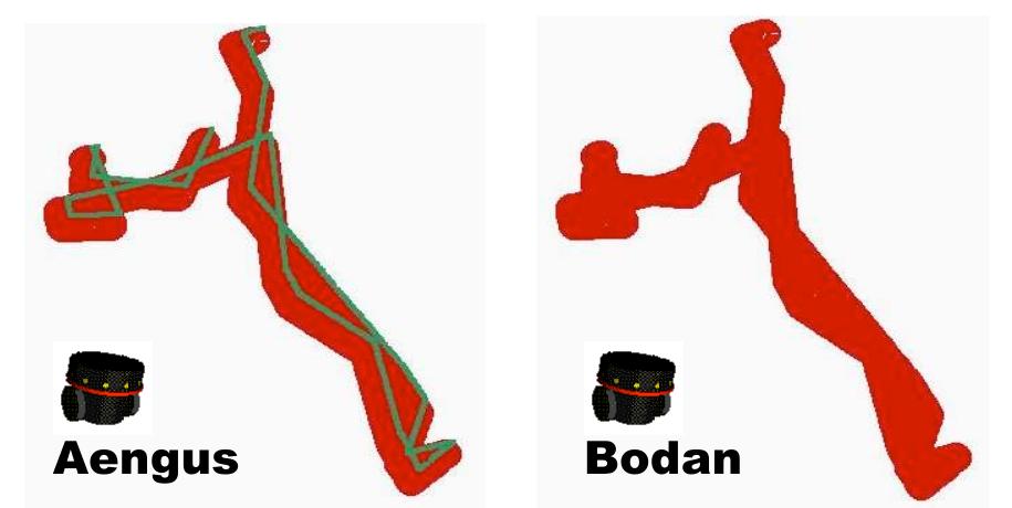 Figure 5: Bodan replicating the motion trajectories of Aengus  As can be seen in figure 5, the robot Bodan was able to replicate the motions of Aengus, demonstrating inter-robot communication of abstract agent events within Agent Factory. 