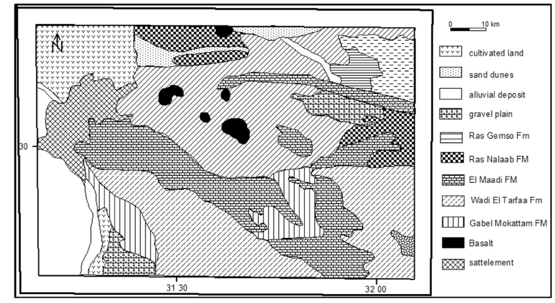 Figure 4 Geological map of Greater Cairo area (El Shazly et al., 1980 & Williams and Small, 1984). 