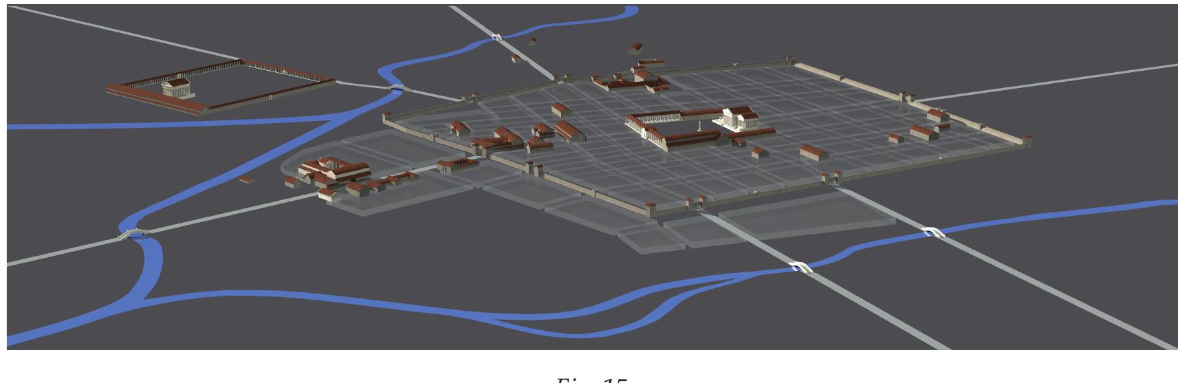 Hypothetical reconstruction of the most important buildings of Savaria projected on the today city plan 
