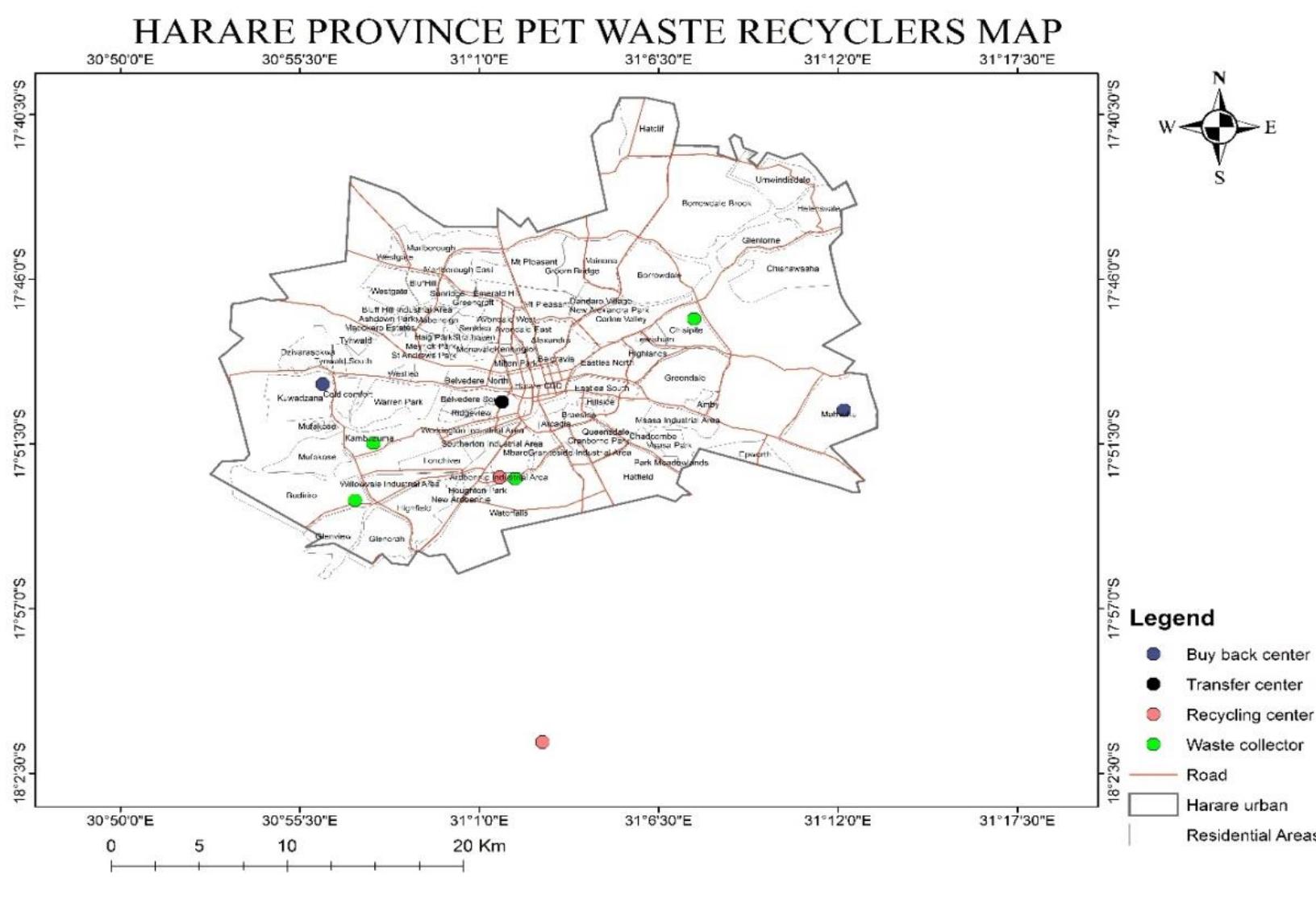 Figure 7: PET Waste Collection Cages Sphere of influence. Source: own 