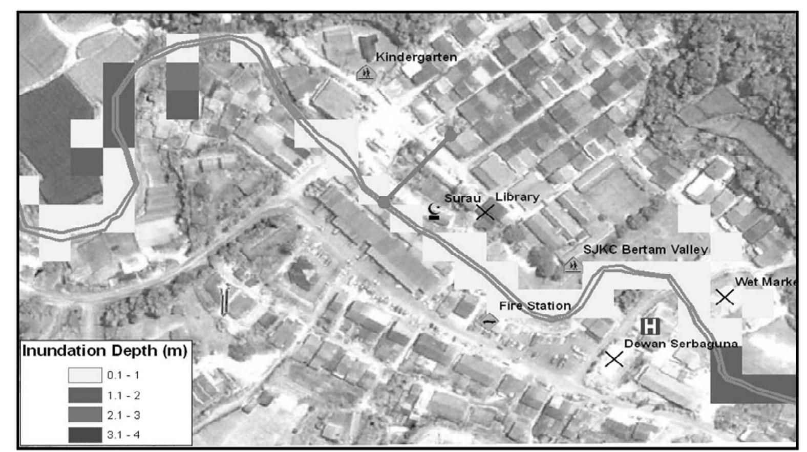 Figure 10: Model Inundations Map at Discharge of 4 m’/sec Downstream of Dam  13. FIELD TEST 