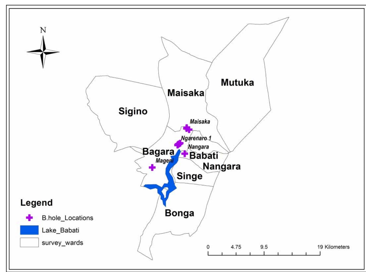 Figure 3 | BAWASA operated boreholes.  Sanitation facilities - types and distribution near groundwater sources 