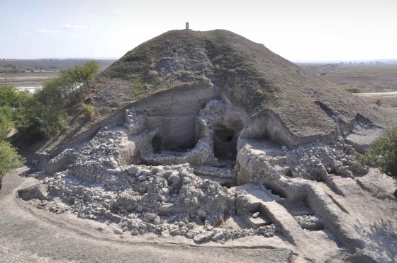 Image: A general view shows the remains of a stone defensive wall which enclosed an ancient town, near Provadia, Bulgaria.