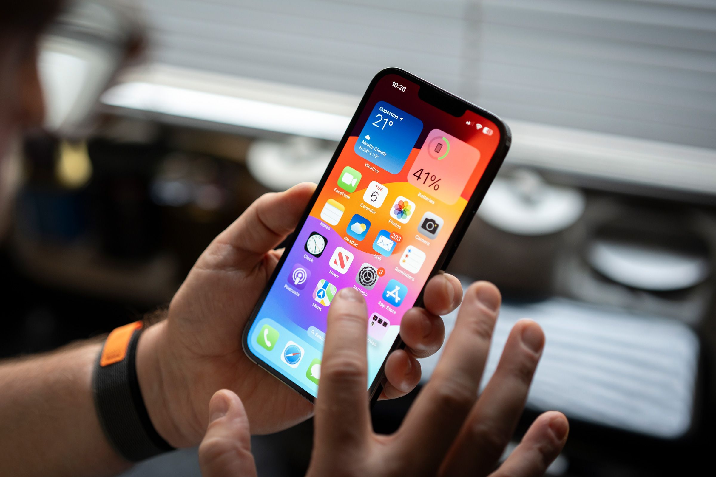 Person using an iPhone